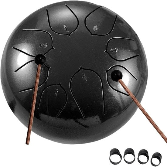 Tromba a 8 note per esterno 15 cm per giardino handpan per meditazione yoga terapia del suono (nero)
