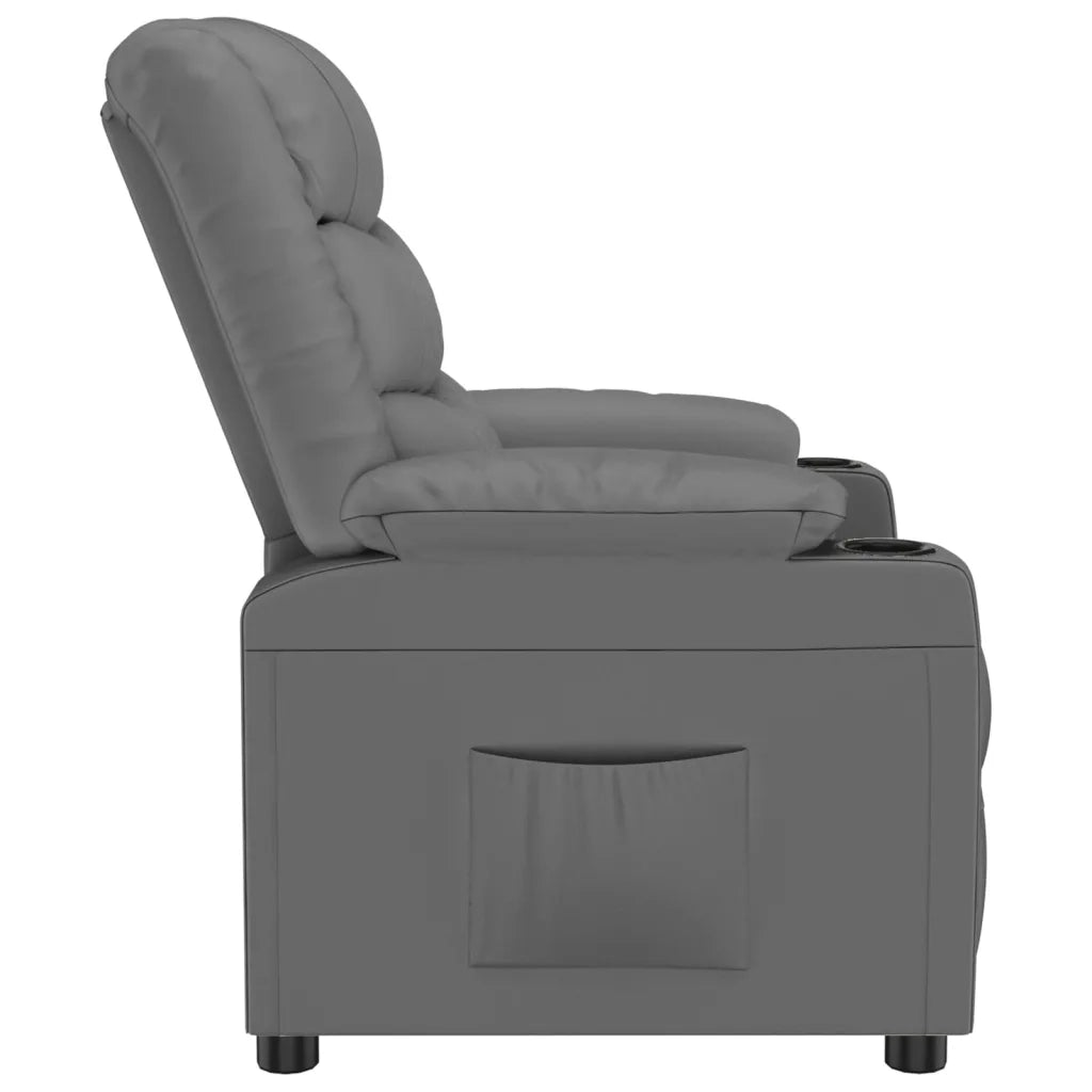 Poltrona Reclinabile Grigia in Similpelle 348045