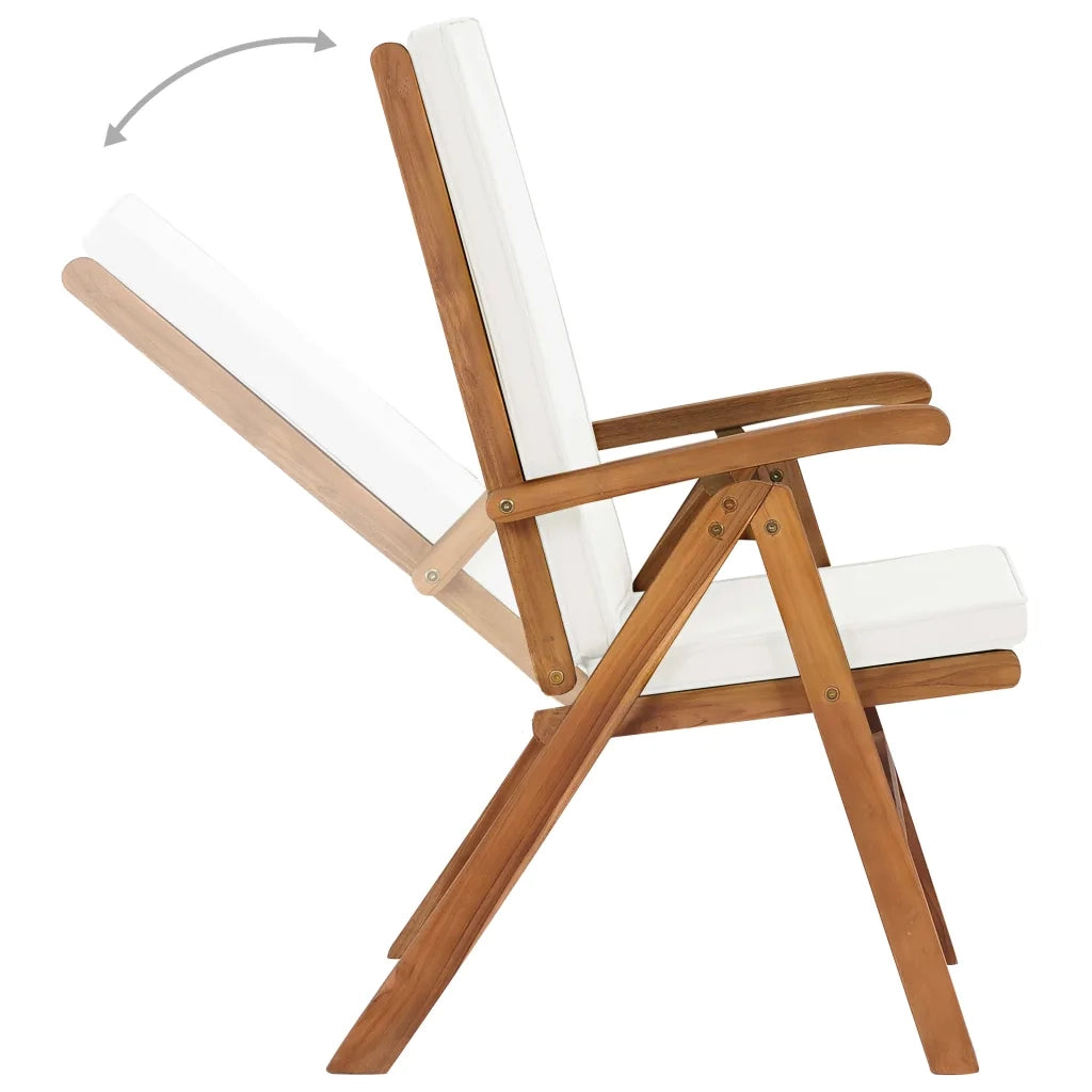 Sedie da Giardino con Cuscini 2 pz | Sedie da Esterno Legno Massello di Teak Crema