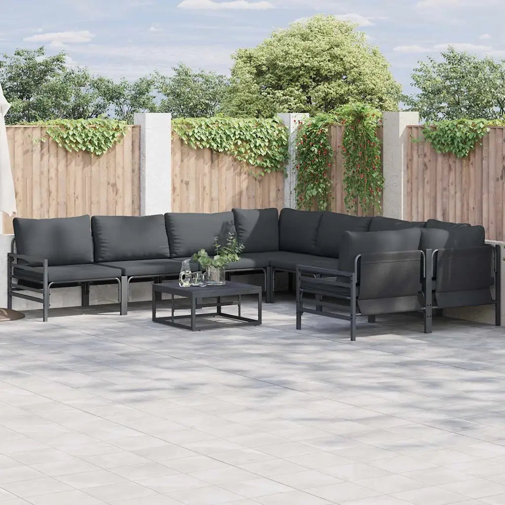 vidaXL Set Divano da Giardino 9 pcs Antracite Acciaio