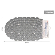 Trade Shop - Tappeto Antiscivolo Ovale Con Conchiglie Grigio Vasca Bagno Doccia 67x37cm 54040 -