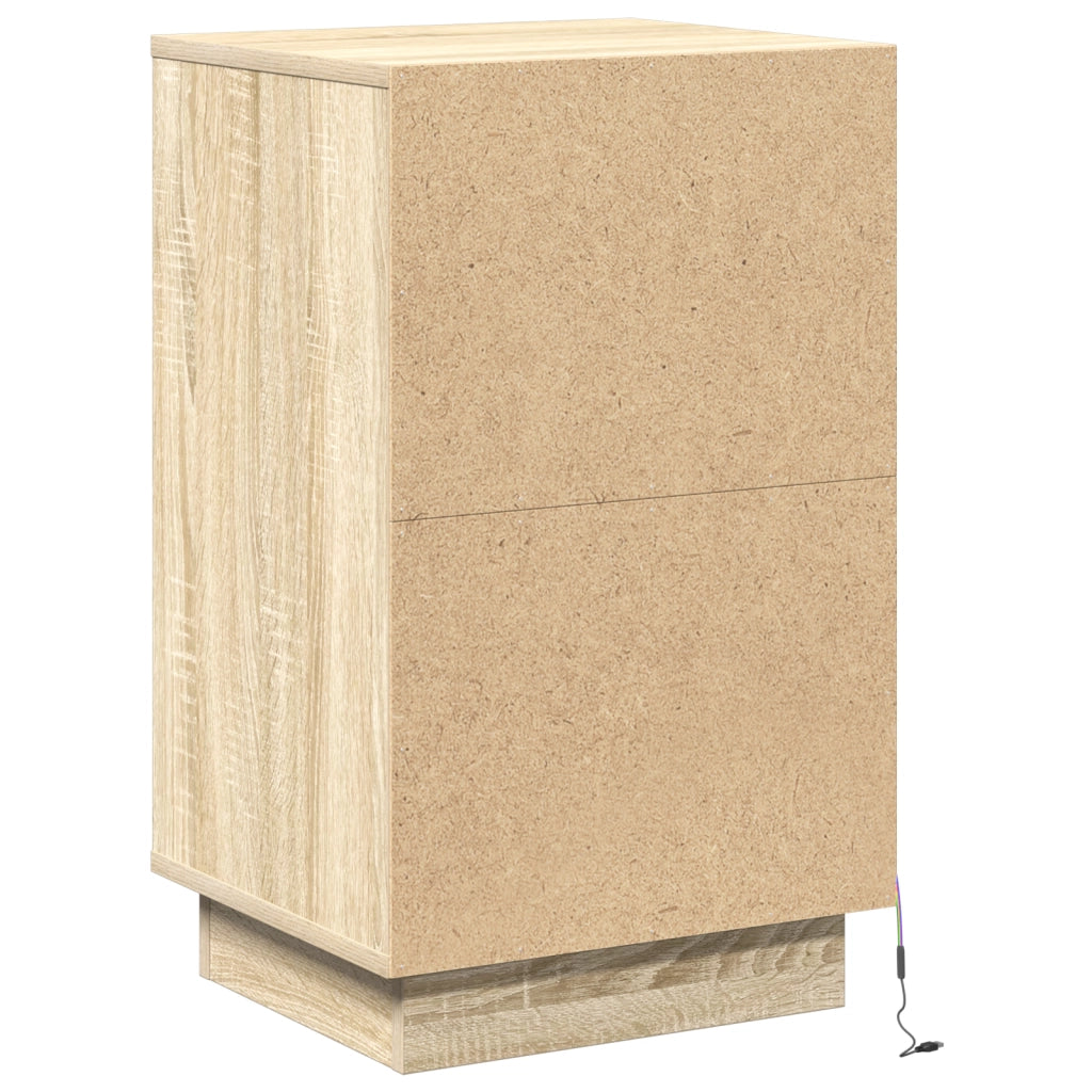 Comodino con LED Rovere Sonama 39x34,5x65 cm Legno ingegnerizzato