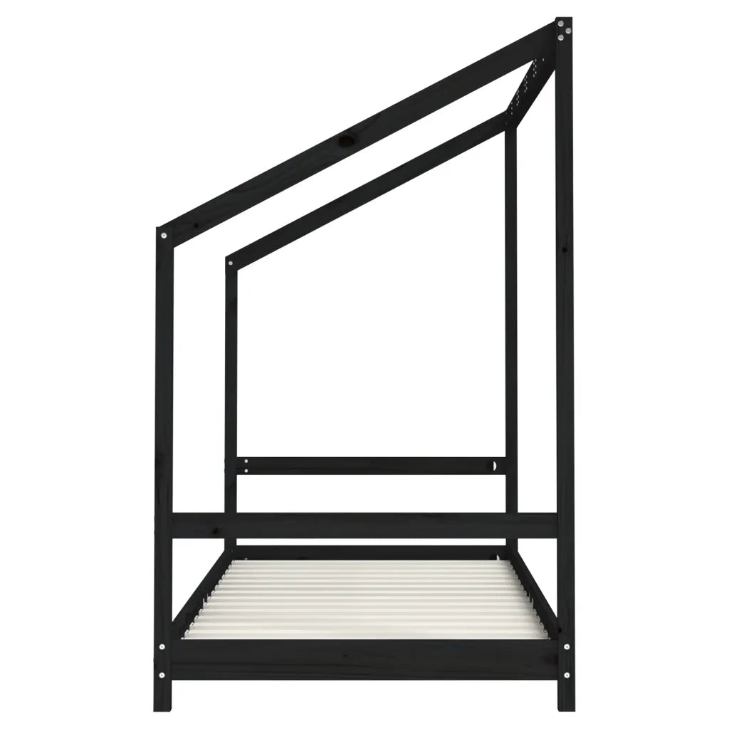 Giroletto per Bambini-Struttura Letto Bambini Nero 2x(90x190) cm Legno Massello di Pino