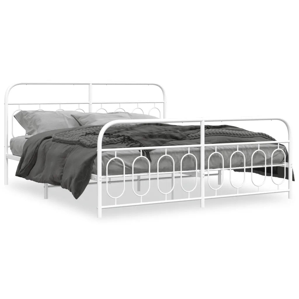 Giroletto con Testiera e Pediera-Struttura Letto Metallo Bianco 193x203 cm 927873