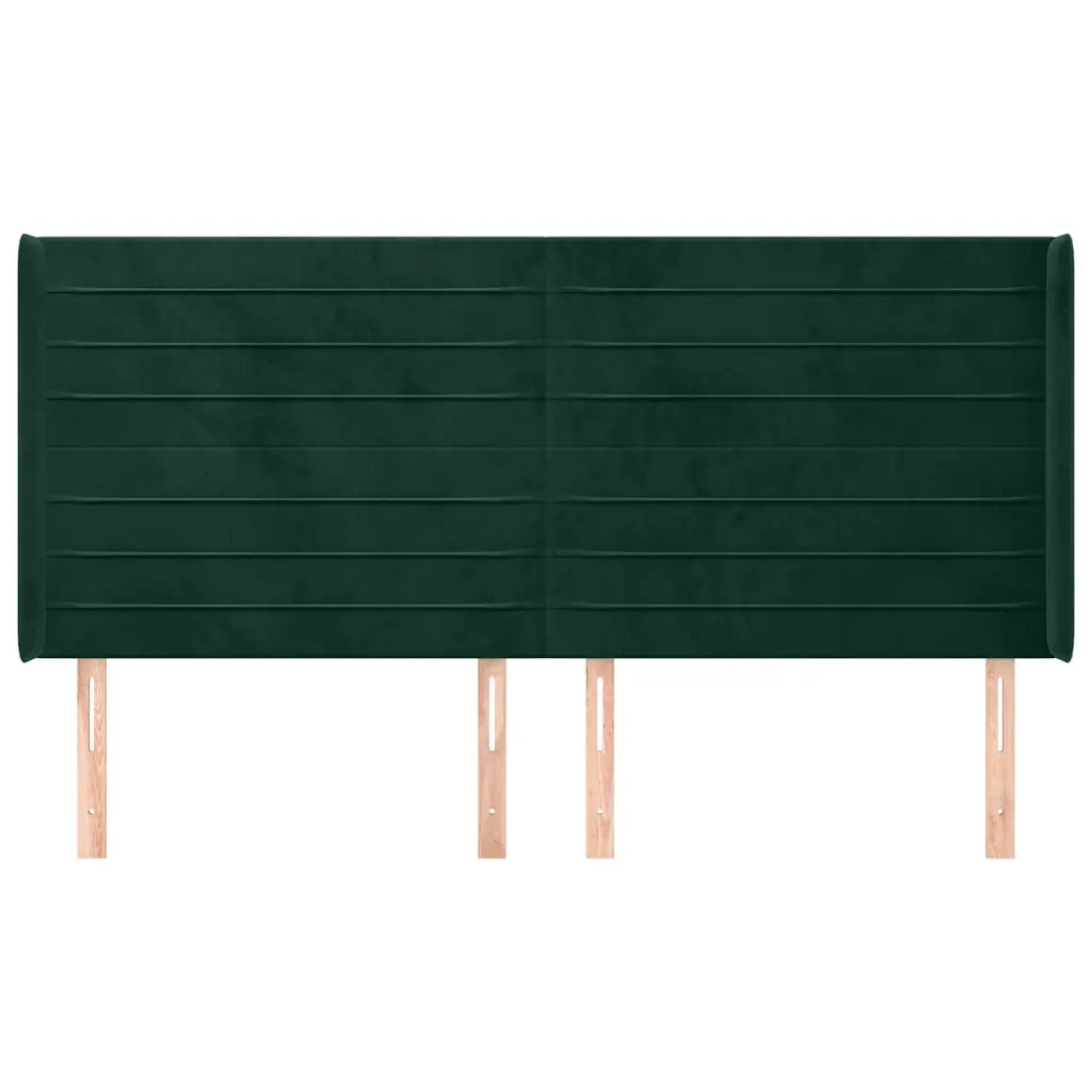 Testiera | Testata ad Orecchio Verde Scuro 183x16x118/128 cm in Velluto