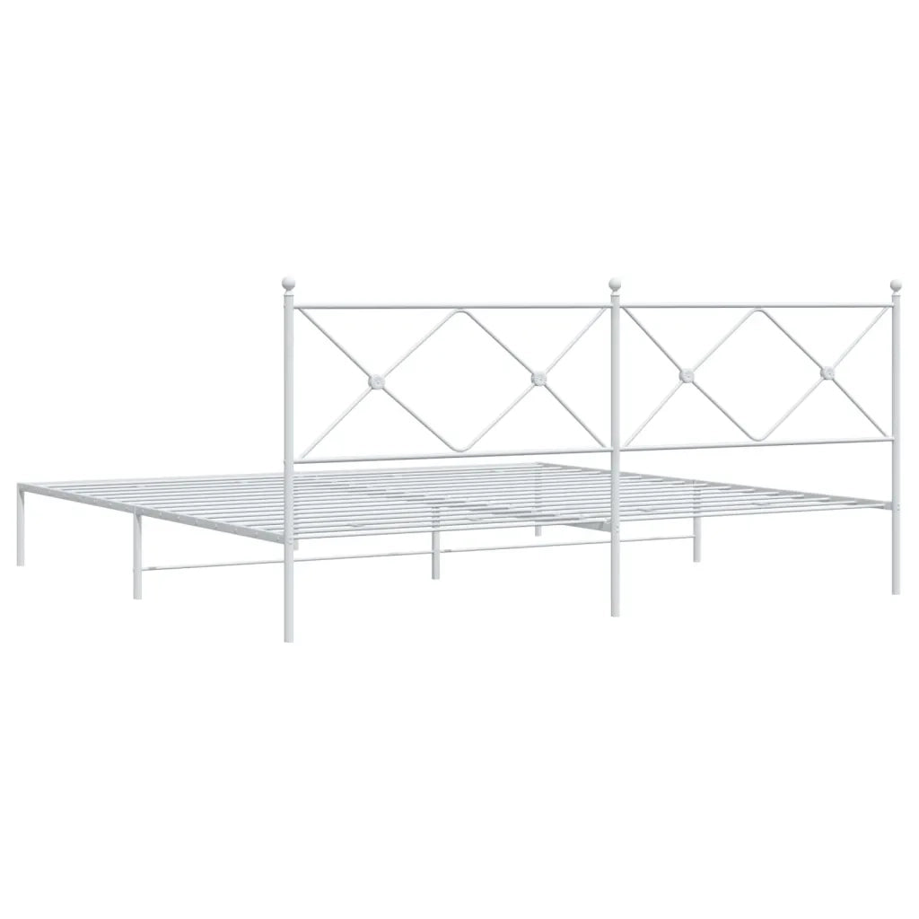 Giroletto con Testiera-Struttura Letto con testiera Metallo Bianco 200x200 cm 618559
