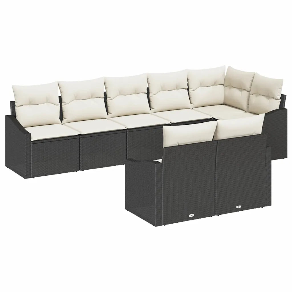 Set di divani con cuscino 8 pcs Nero polyrattan 3346767
