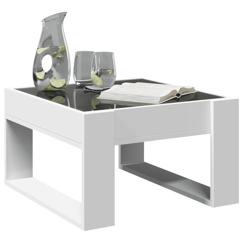 Tavolino da Salotto con LED Infinity-Tavolino da soggiorno Bianco 50x53x30 cm