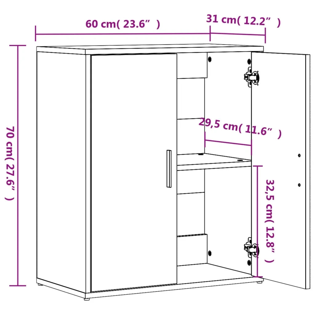 Credenze 2 pz Rovere Fumo 60x31x70 cm in Legno Multistrato