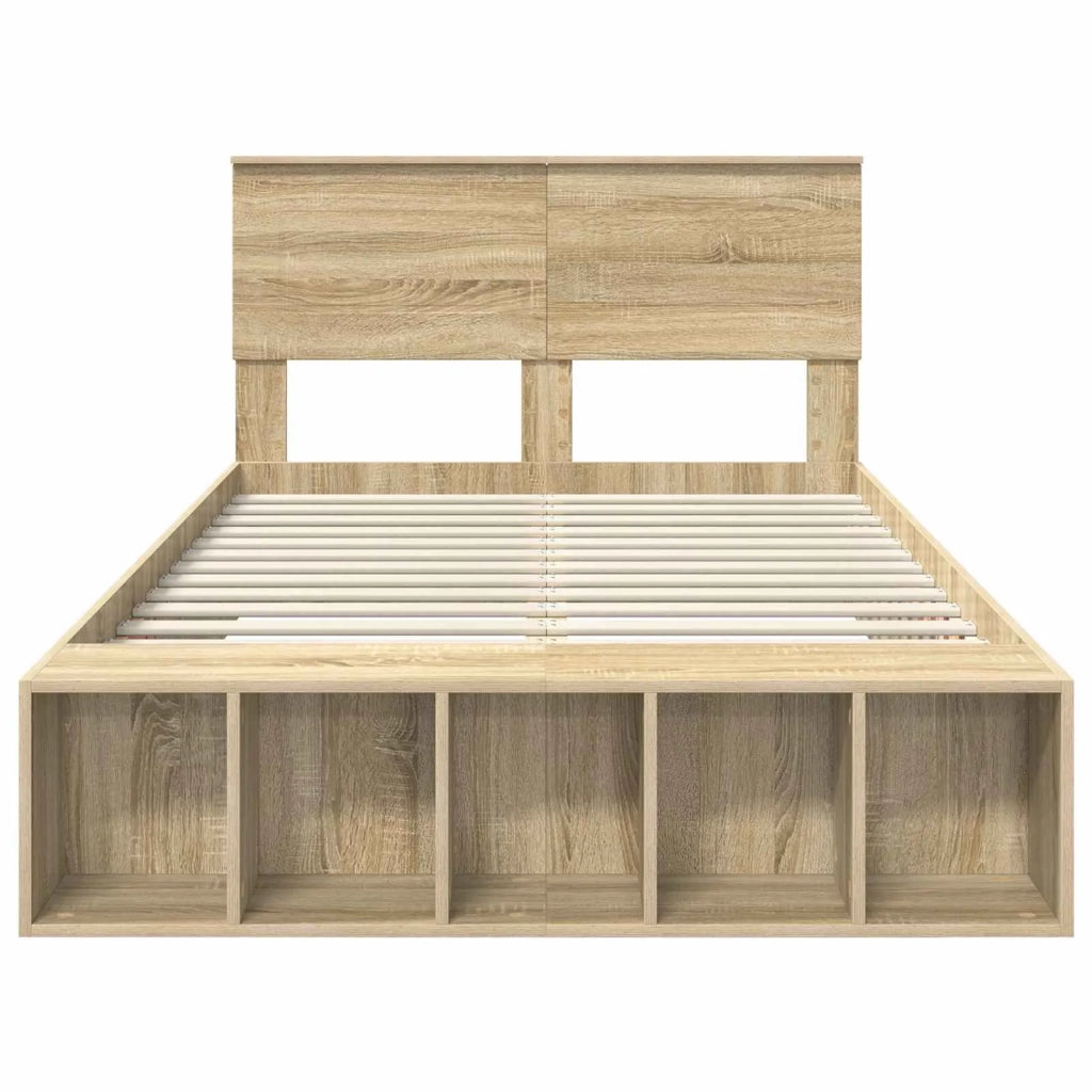 Struttura del letto con lo scaffale Rovere Sonoma 135 x 190 cm