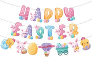 Decorazione di Pasqua con Disegno Felice - Set di 18 Pezzi - Utilizzo Interno/Esterno - Dimensioni 15 x 15 cm
