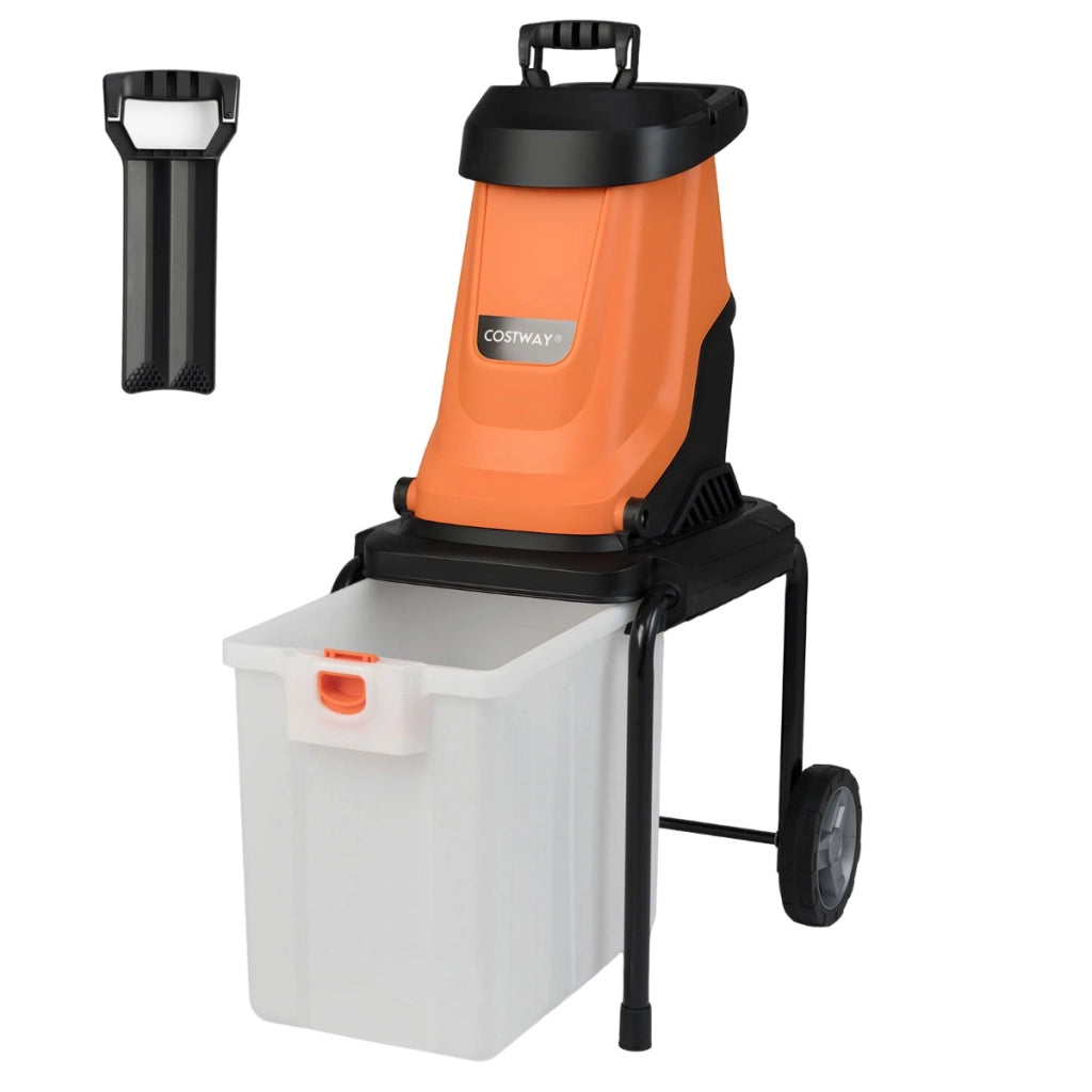 Trituratore elettrico per legno 2800w trituratore da giardino con cesto da 50 l, Trituratore pesante a filo per pulizia del giardino Arancione