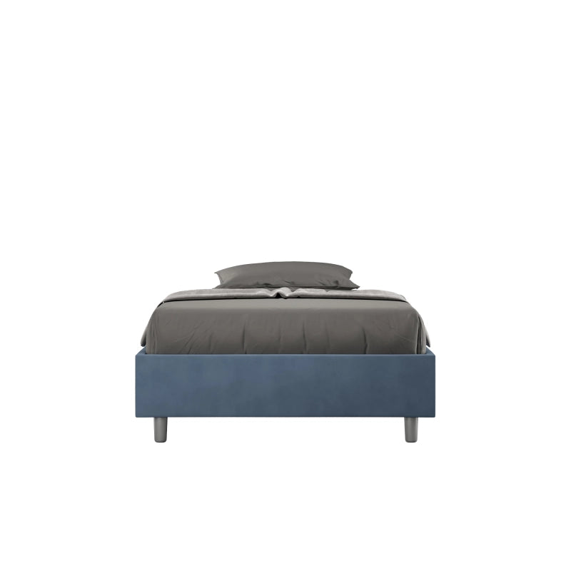 Letto Sommier imbottito 1 piazza e mezza 120x200 cm Azelia - Senza rete,Microfibra,Blu