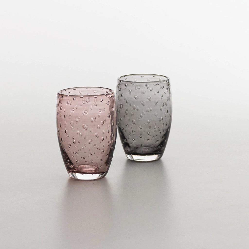 Bolicante Set 6 Bicchieri Tumbler in Vetro Soffiato a Bocca Colore Grigio Design Muranese Artigianale Resistenti Lavabili in Lavastoviglie 6X