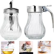 Suikerstrooier 2 in 1 con dispenser per miele, con coperchio in acciaio inossidabile, maniglia, contenitori per zucchero per cucina, bancone, bar e ristorante