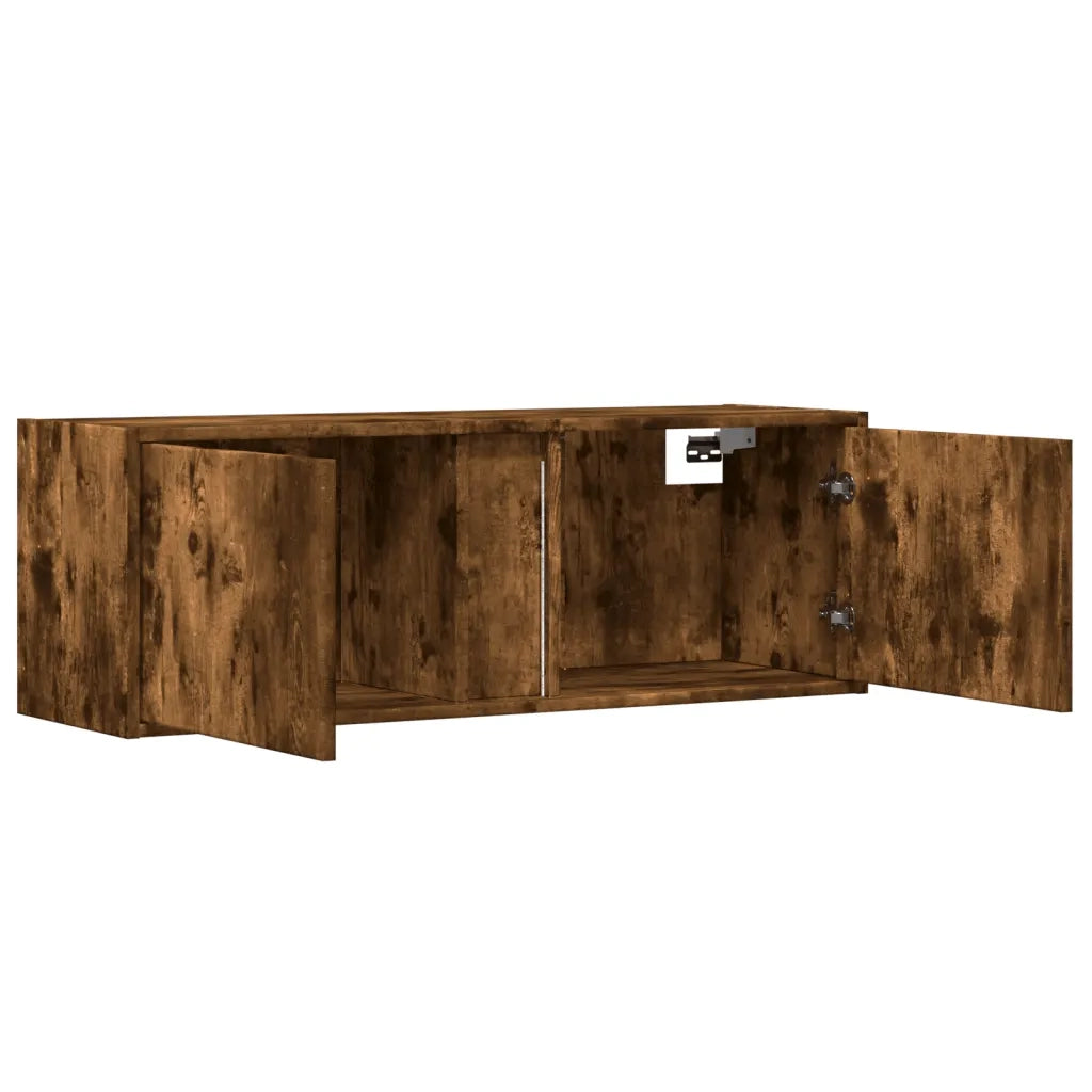 Mobile TV a Parete con Luci LED Rovere Fumo 100x31x35 cm