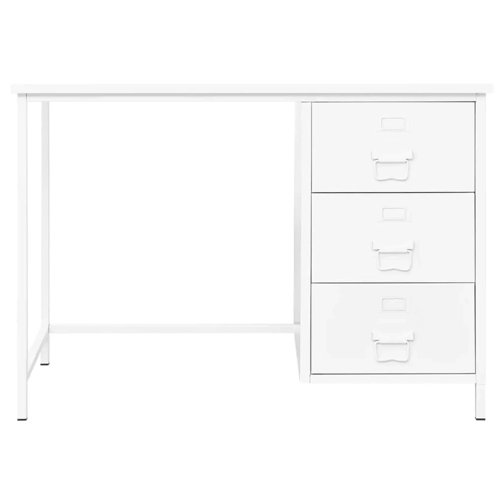 Scrivania da ufficio in stile industriale postazione computer scrivania da studio con cassetti 105 x 52 x 75 cm acciaio bianco 02_0023864
