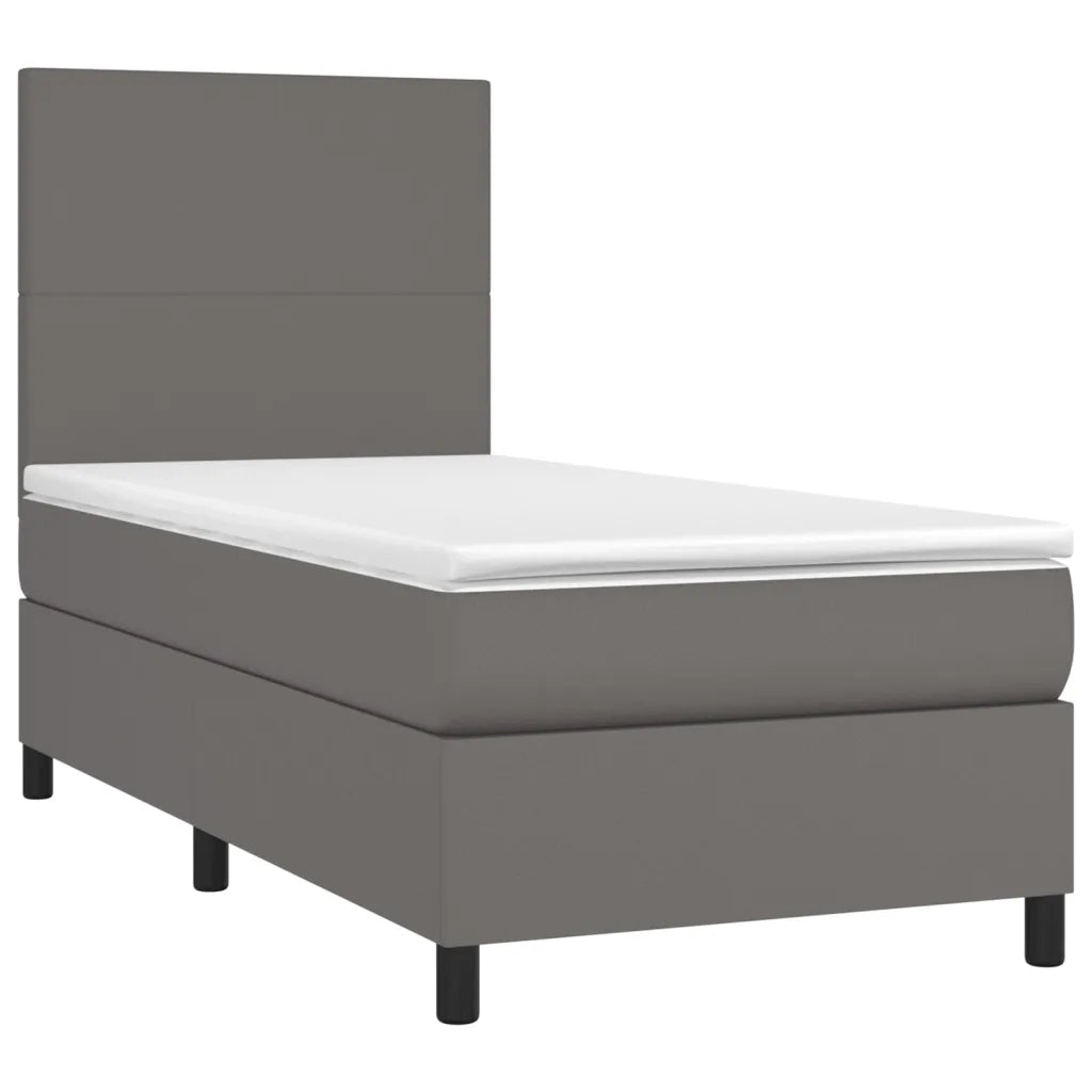 Giroletto Molle con Materasso e LED Grigio 90x200cm Similpelle 3135805