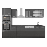 Vicco Cucina componibile Antracite lucido/antracite 300 cm con armadio alto, PL Antracite