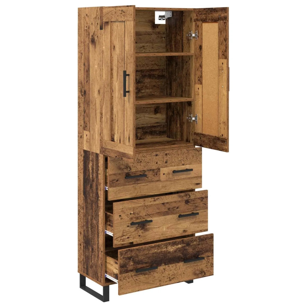 Credenza | Madia | Buffet da pranzo | Armadio da pranzo Legno vecchio 69,5 x 34 x 180 cm Legno multistrato