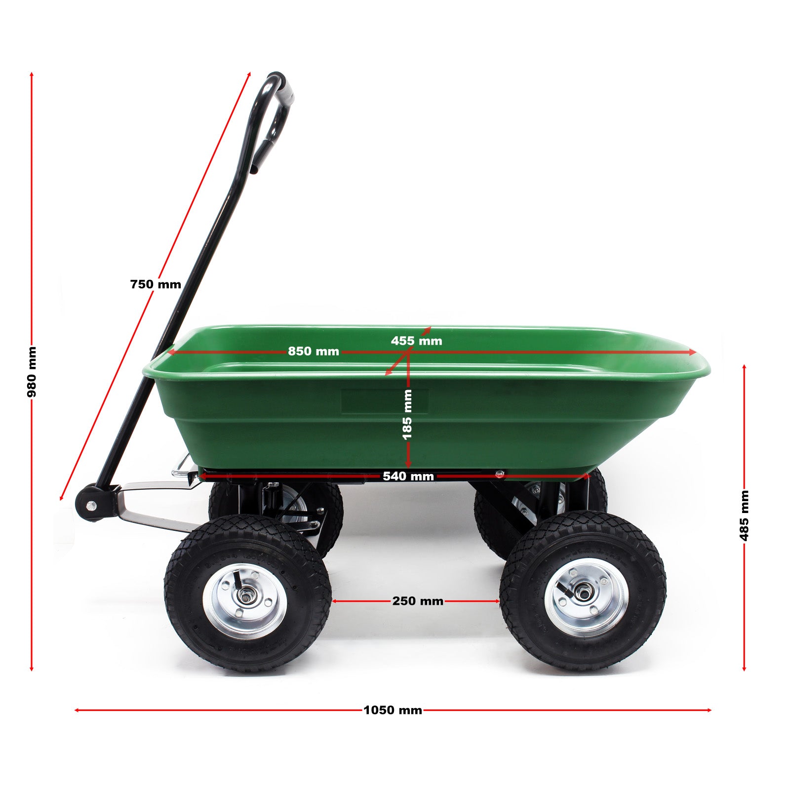 Carrello da giardino ribaltabile, capacità 50 l, portata max 200 kg, Carretto a mano Carriola