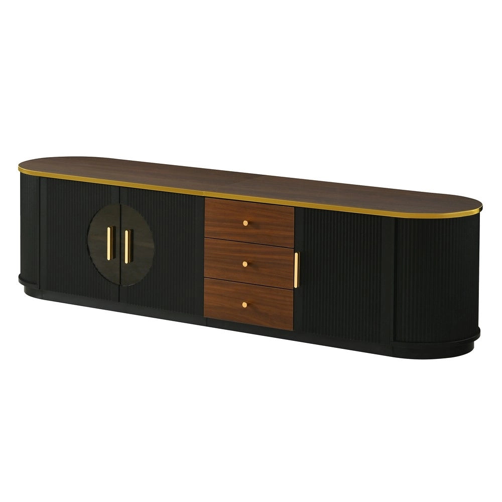 Mobile TV Lowboard ¨C MINIMAL ¨C Vetro Marrone, MDF, Maniglie in Alluminio, Design con Scanalature