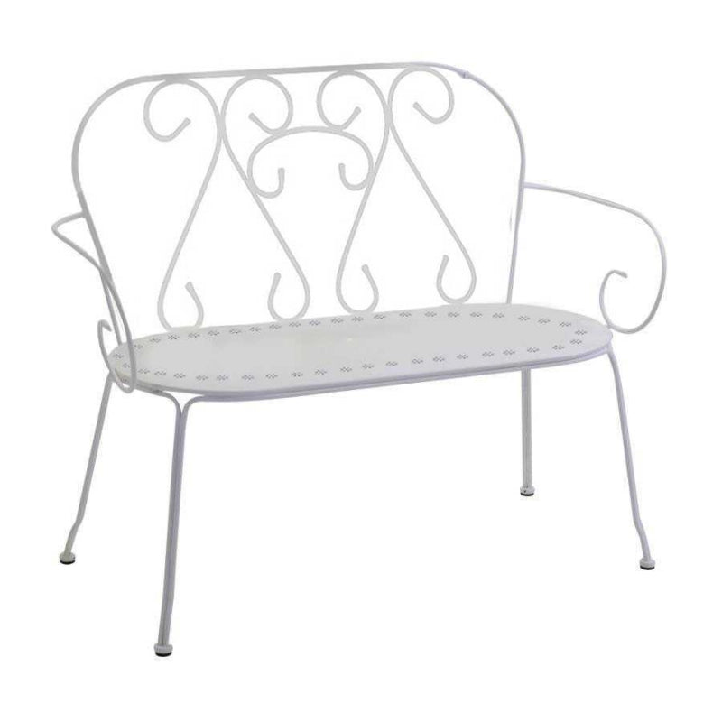 Panchina metallo new old bianco crema cm 105x48h88
