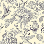 Tappeto da parete beige con fiori - autofissante e lavabile - 44,5 cm x 300 cm