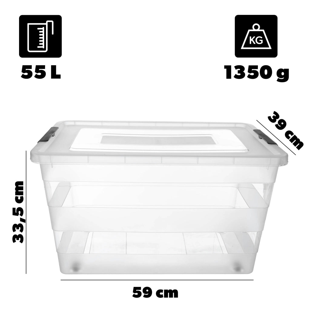 Organizzatore per giocattoli in plastica KADAX da 55 litri con coperchio