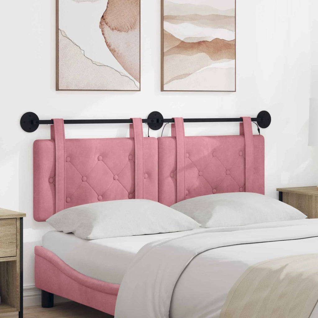 Testiera | Testata sospesa Con luce LED Rosa Velluto
