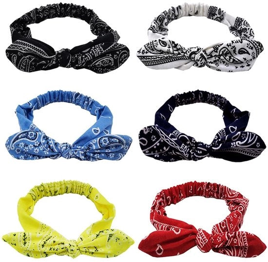 Bande di capelli rigide 6 pezzi - Bandane elastica Paisley - Fascia capelluta larga e regolabile - Nodo a nodo retro - Materiale respiro - Adatto per donne e ragazze - Fascia capelluta