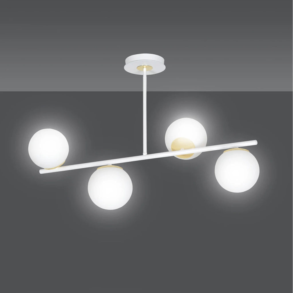 Plafoniera Contemporaneo Vishnu Acciaio Bianco 4 Luci E14 Ip20