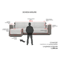 Copridivano in Poliestere con Penisola Sinistra Seduta 290 cm Grigio