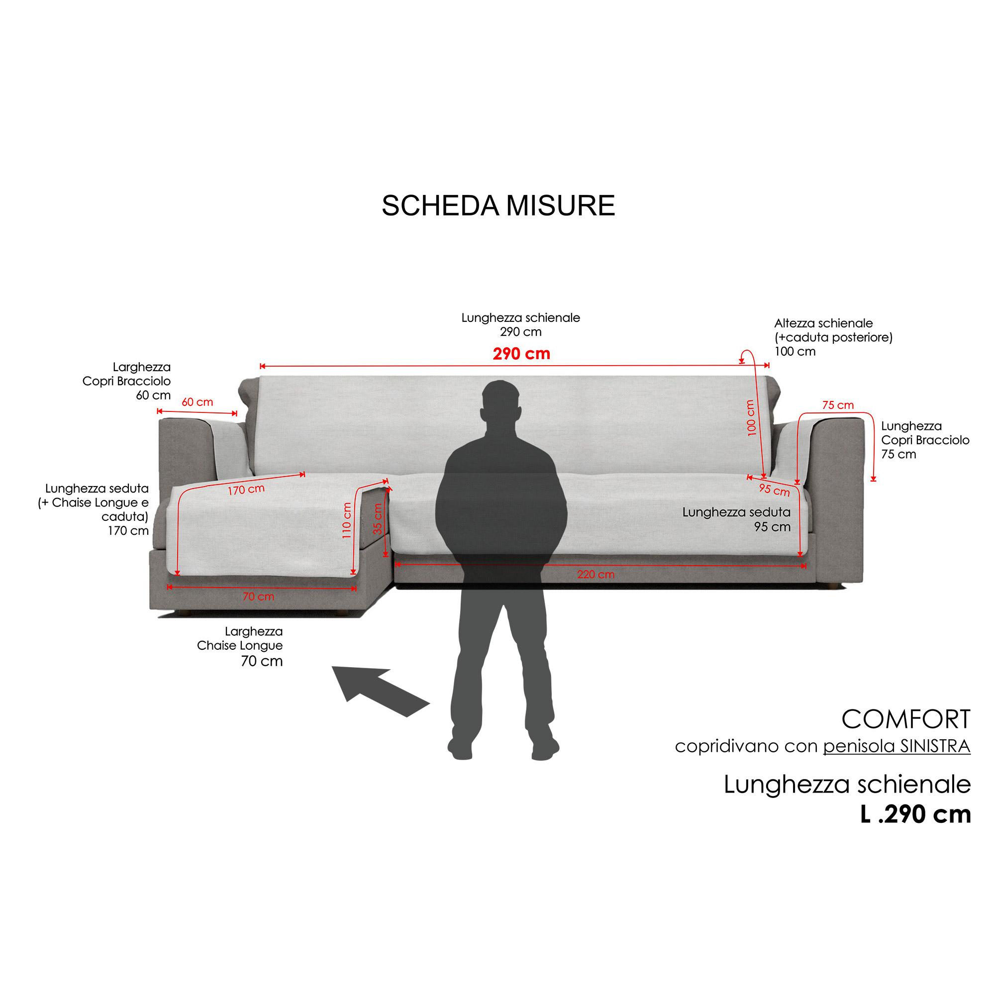 Copridivano in Poliestere con Penisola Sinistra Seduta 290 cm Panna