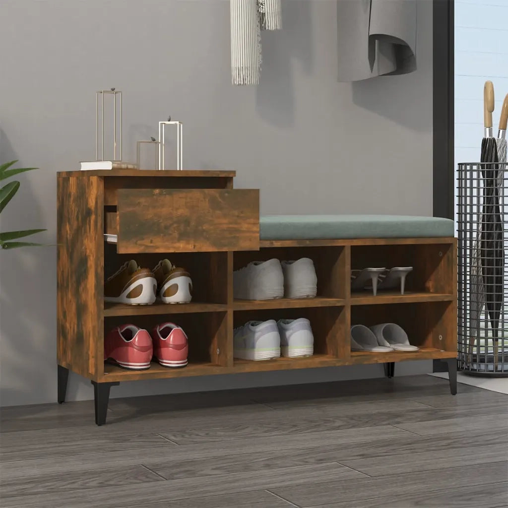 Scarpiera | Mobile per scarpe Rovere Fumo 102x36x60 cm in Legno Multistrato