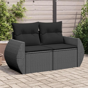 Divano da Giardino con Cuscini a 2 Posti-Sofa da Giardino-Divano da esterno Nero in Polyrattan 147043
