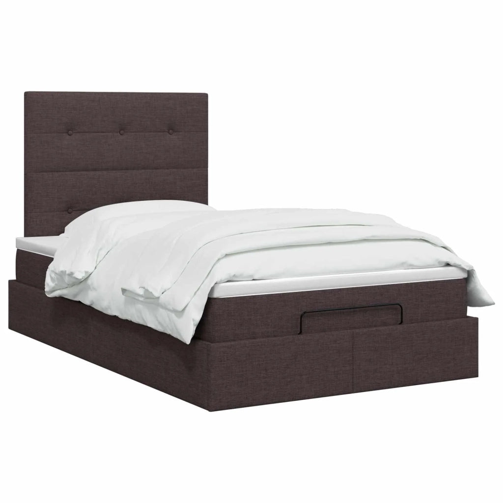 Letto ottomano con materasso Marrone Scuro 120 x 190 cm Tessuto 3457476