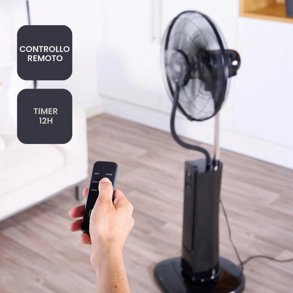 Black+decker - ventilatore a piantana con nebulizzatore 75w | 3 velocità | display digitale | oscillante | telecomando | serbatoio 2l