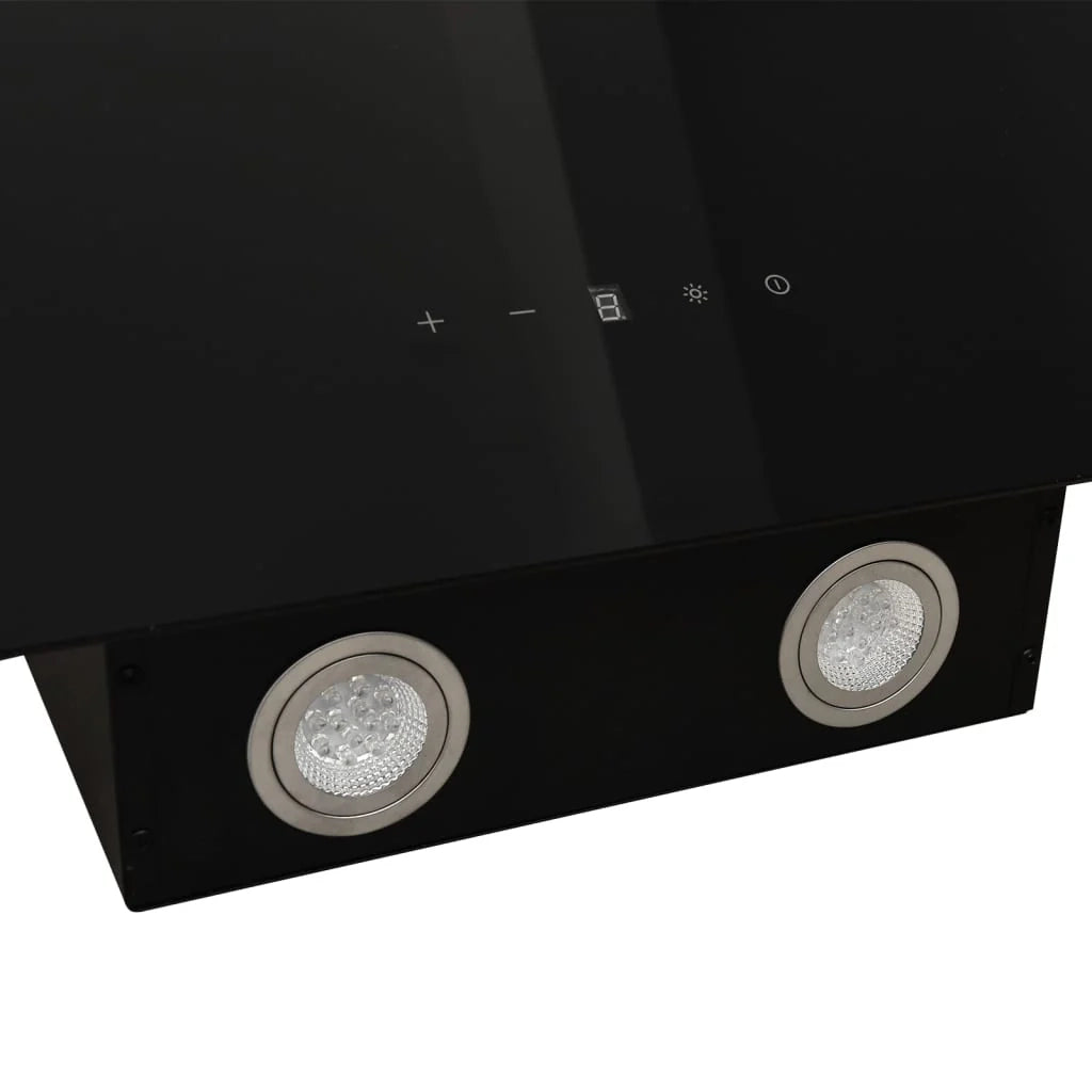 Elegante cappa a parete da 60 cm in acciaio e vetro temperato nero 02_0005889