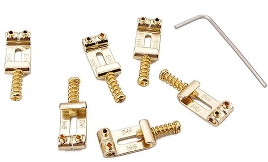 Ponte per chitarra - 6 pezzi - Duraturo e facile da installare - Oro - Migliora il suono della tua chitarra elettrica - Adatto per chitarre elettriche - Dimensioni: - Modello: - Codice prodotto: