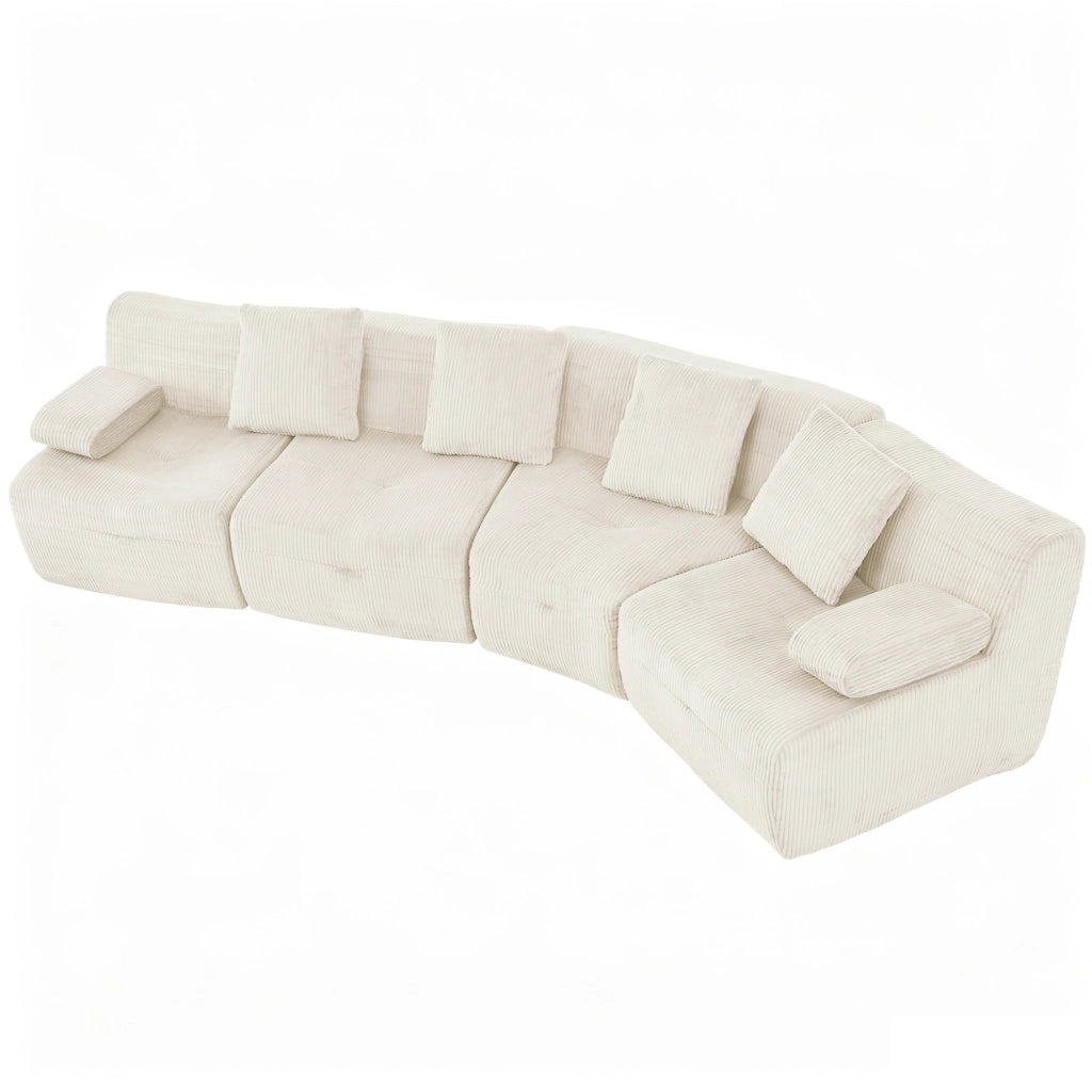 Divano modulare 4 posti - con 4 moduli e senza montaggio - in velluto a coste beige chiaro