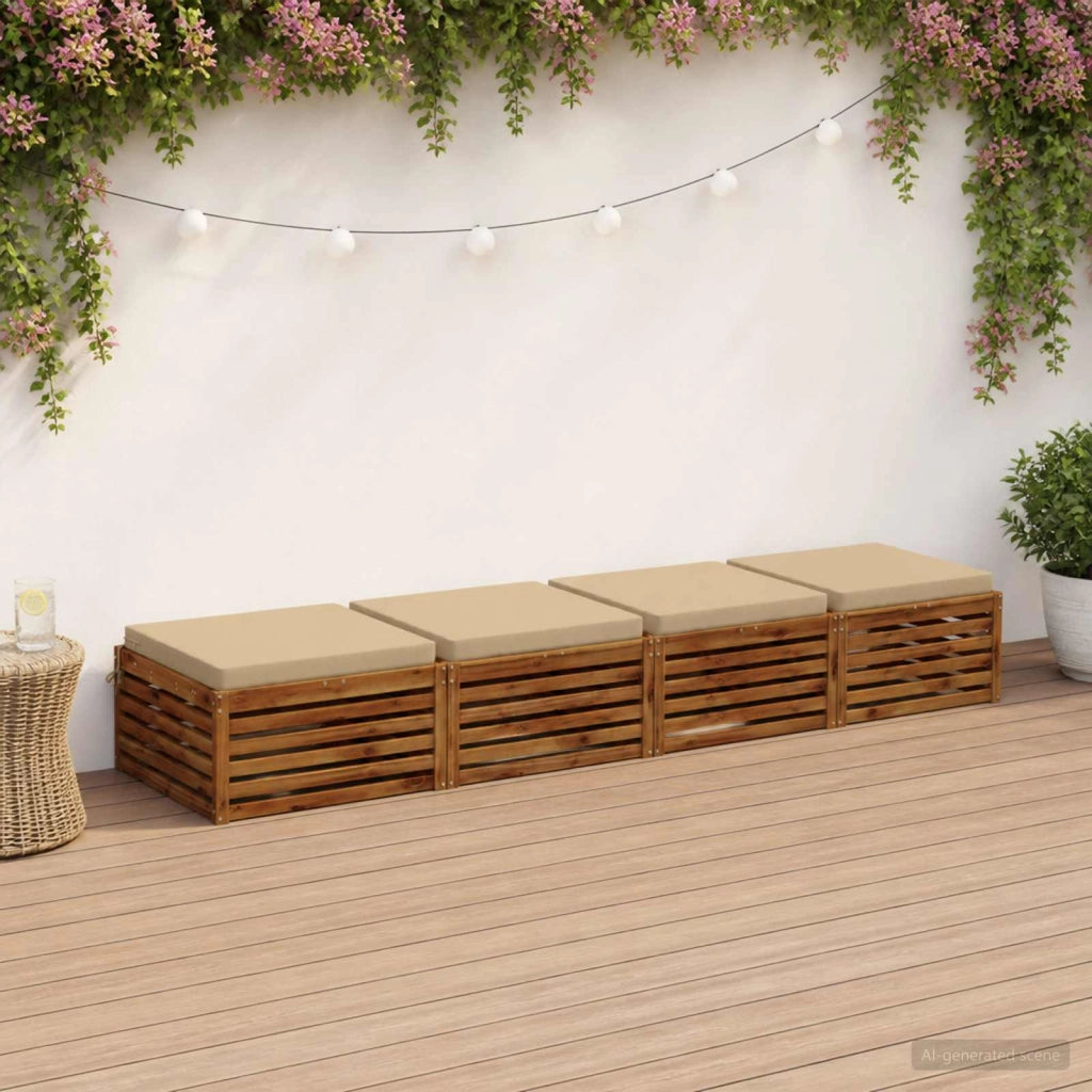 Cuscini per Sedia in 4 Pezzi SOEST 4 pz 100% Poliestere Beige 944902