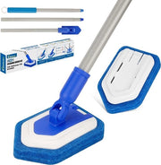 Scrubber con manico, spazzola da pulito, bagno, scrubber da doccia con manico da 119 cm lungo con testa intercambiabile che può ruotare di 180°, può essere utilizzato per bagno, muri, vasca da bagno e piastrelle.