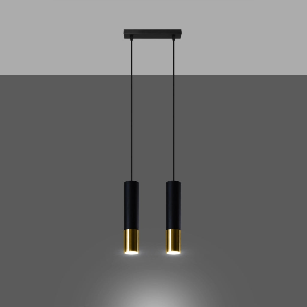 Lampada tubolare in acciaio nero oro moderno LOOPEZ 2x GU10 LED Max 10W