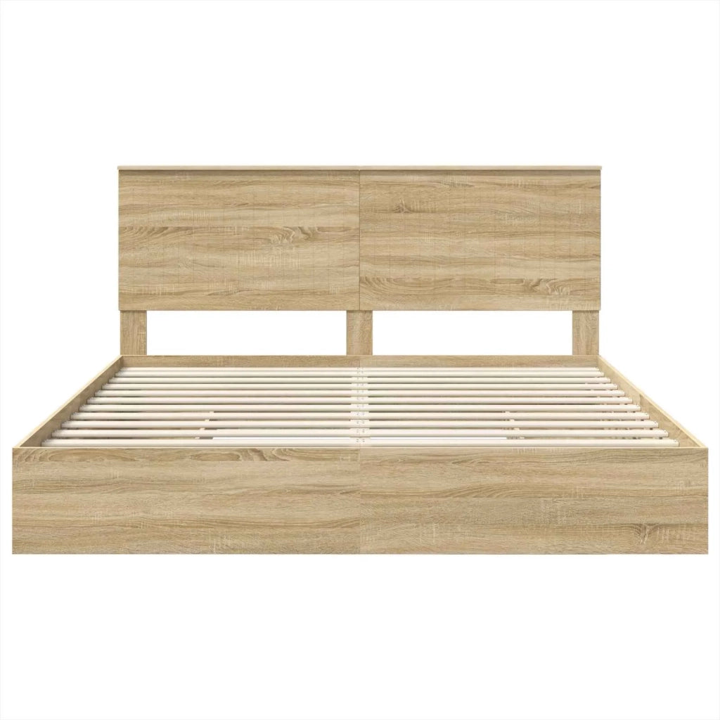 Letto con Contenitore con testiera Rovere Sonoma 180 x 200 cm