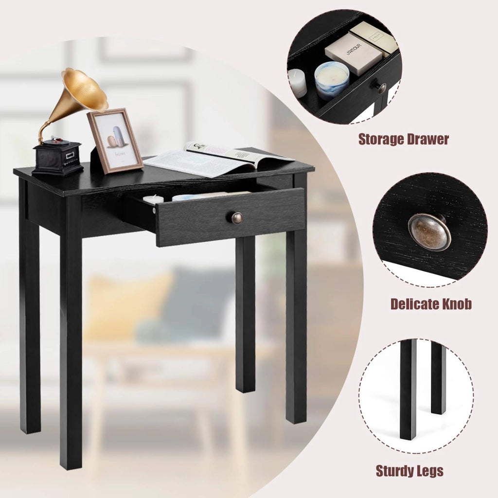 Tavolo da consolle con cassetto, tavolo da ingresso in legno, 71 x 30 x 71 cm, tavolo da divano stretto con gambe in legno di pino, tavolino ausiliario per corridoio, soggiorno, ingresso