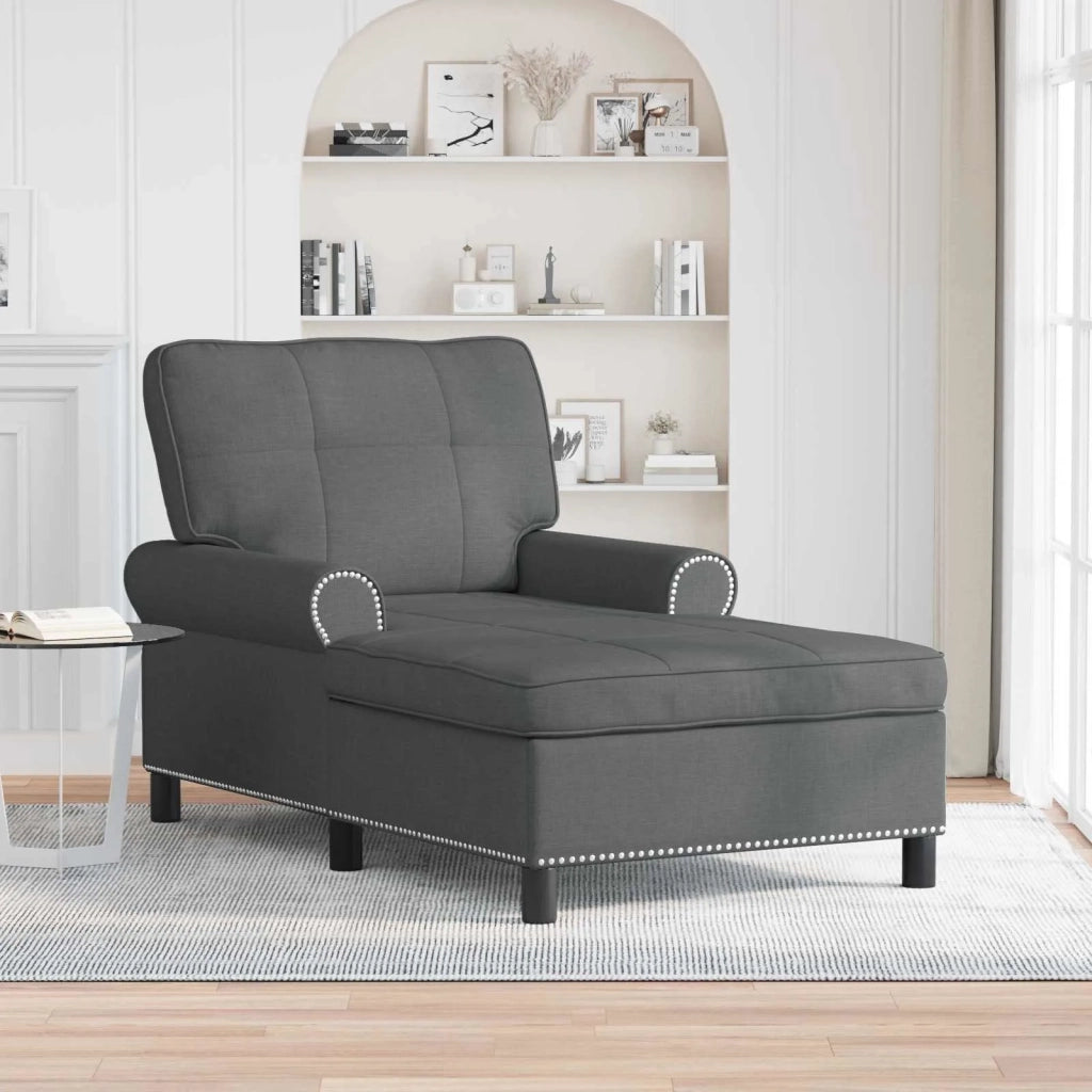 Chaise Lounge con cuscino Grigio scuro 91 x 157 x 91 cm Tessuto 42022931