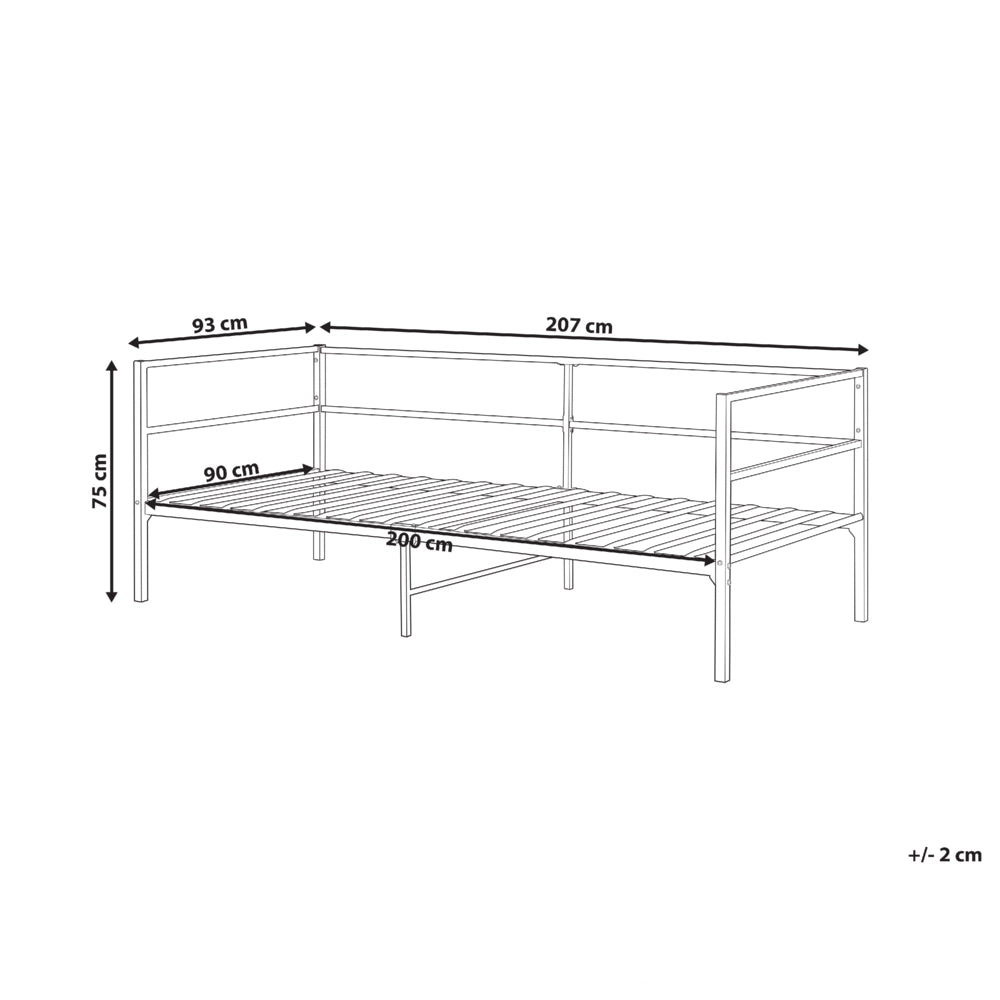 Letto in metallo nero UE singolo 90 x 200 cm 3ft stile industriale moderno con doghe integrate