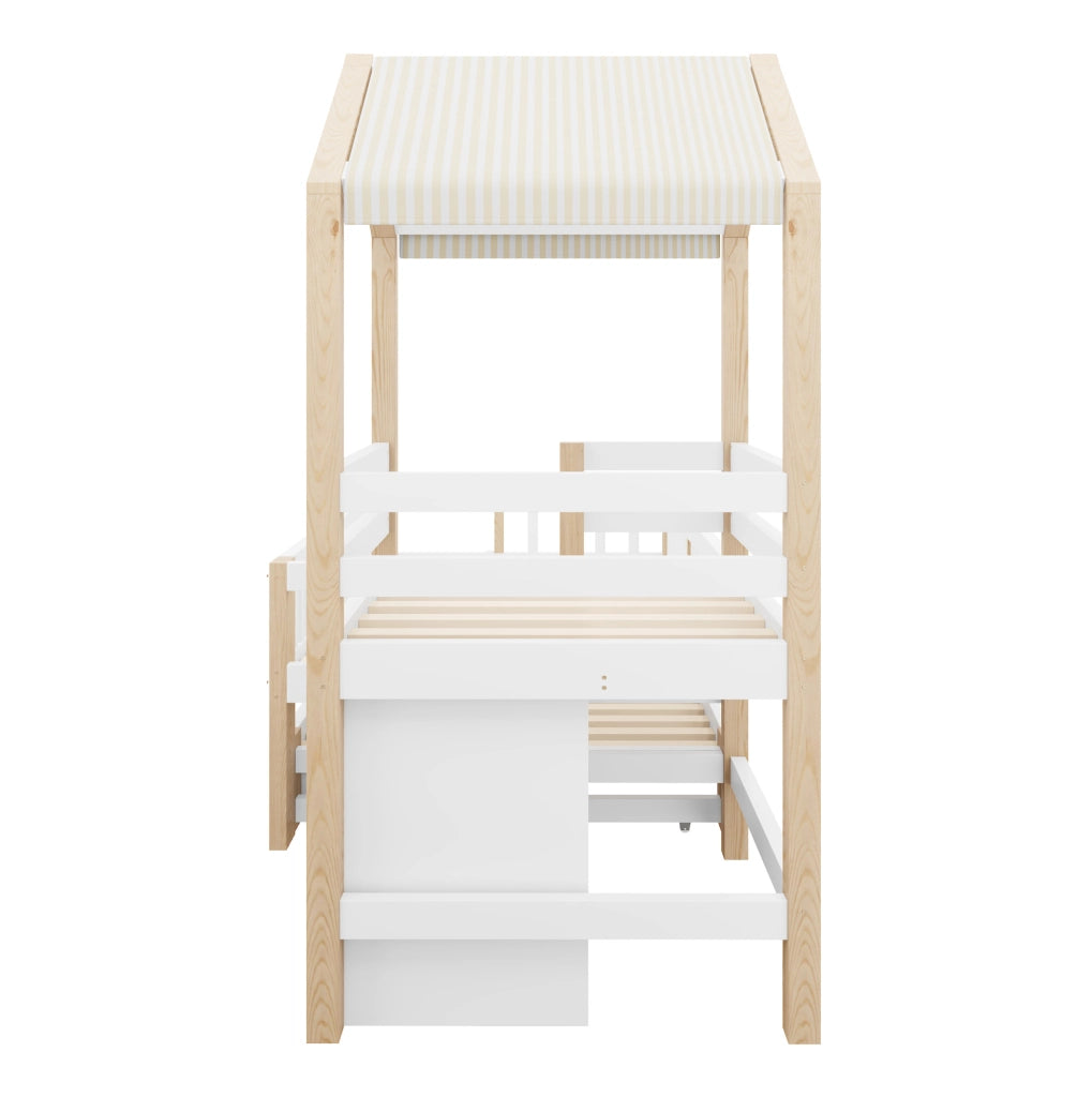 Letto a casetta per bambini con letto estraibile e cassetti