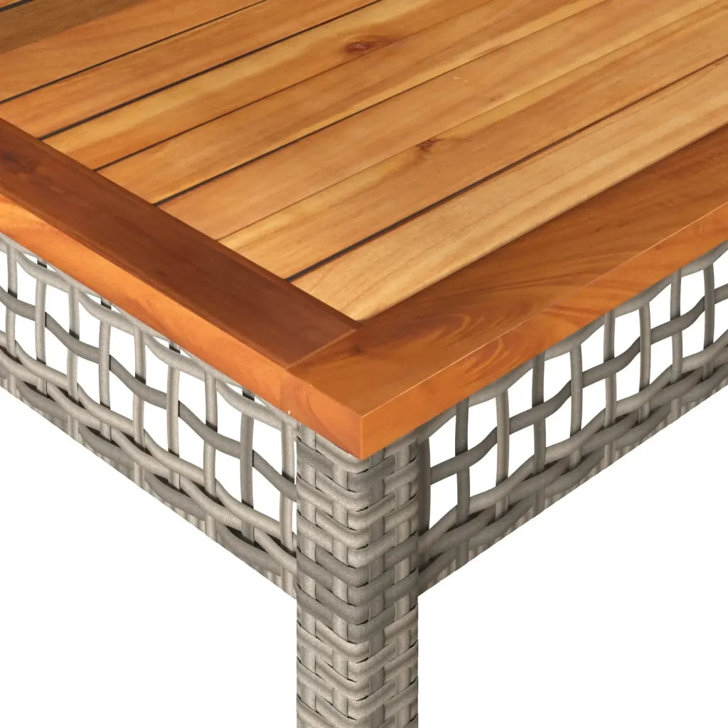 Tavolo da Giardino Grigio 80x80x75 cm Polyrattan e Legno Acacia 366274